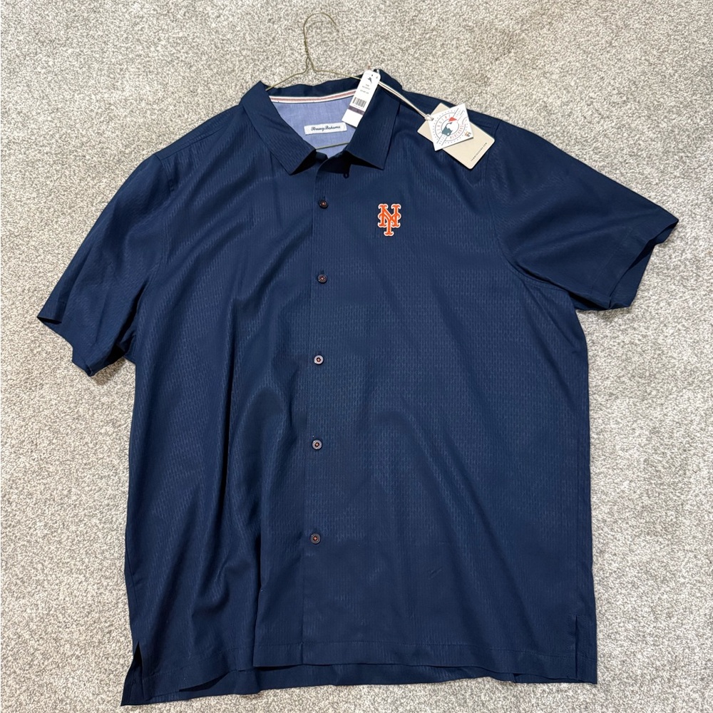 NWT New York Mets Shirt Medium Tommy Bahama Button Down Silk Embroidered XXL